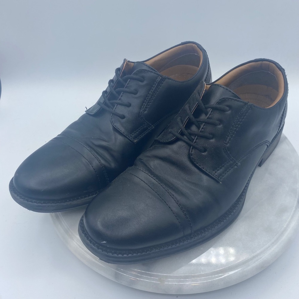 George Mens 7.5 Dress Shoes Black MNGE22GN002L Cap Toe Lace Up Derby